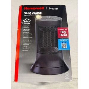 Honeywell Heater Slim Black Ceramic Technology HCE309B Oscillating Open Box